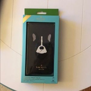 Kate Spade French Bulldog Leather Wrap Folio
